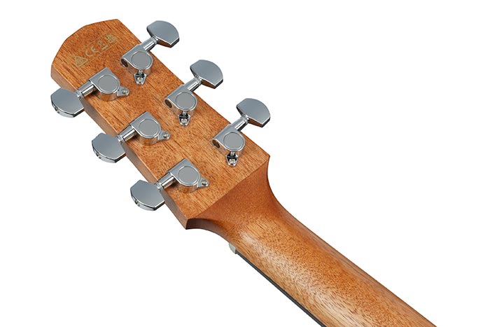 Back of the AAM50CE-SBO's headstock