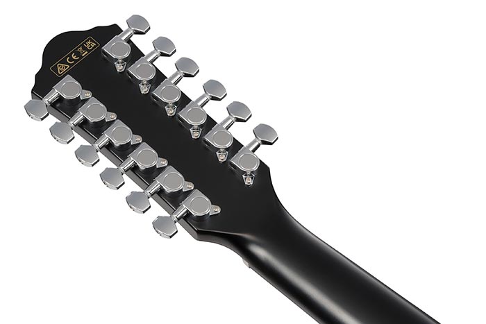 Back of the AEG5012-BK's headstock