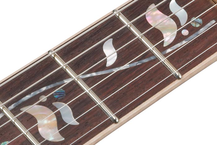 Jumbo frets with j.custom fret edge treatment