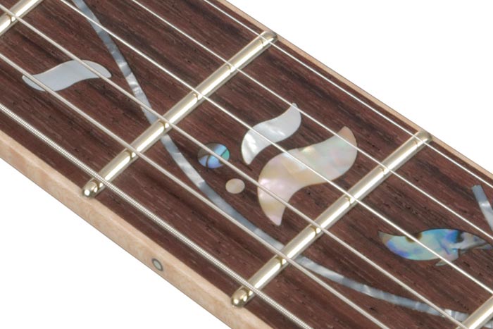 Jumbo frets with j.custom fret edge treatment