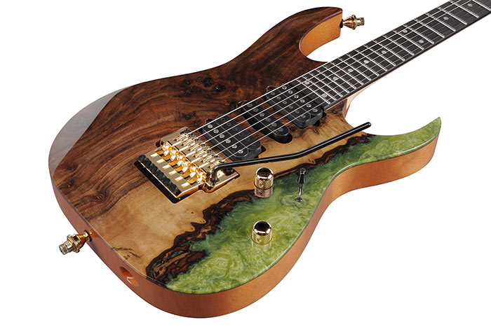 Walnut & Green Resin top / African Mahogany body