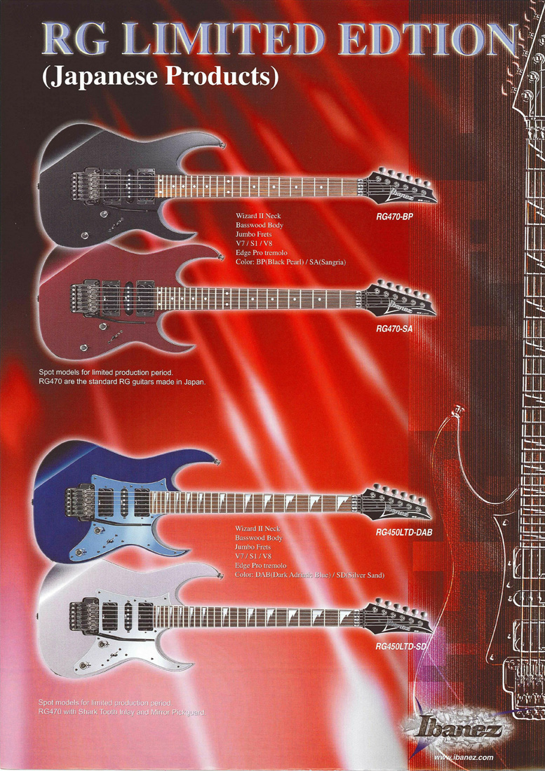 2003 RG Limited Edition | Ibanez Catalogs | SUPPORT ... ibanez wiring diagrams 